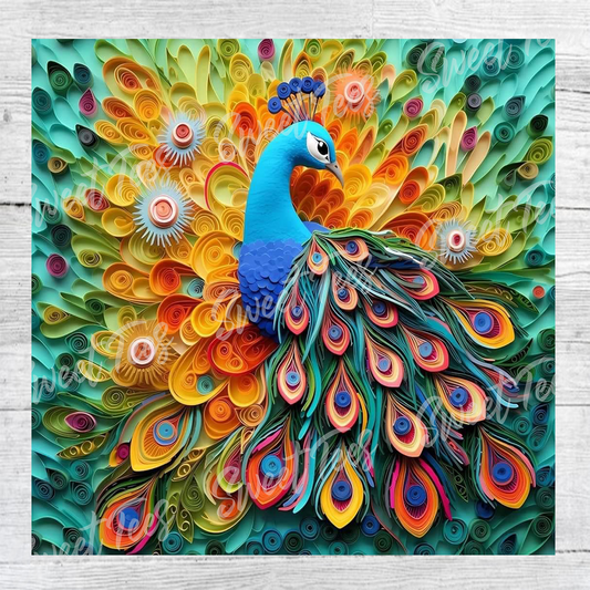 3D Peacock Bird Tumbler Sublimation Transfer